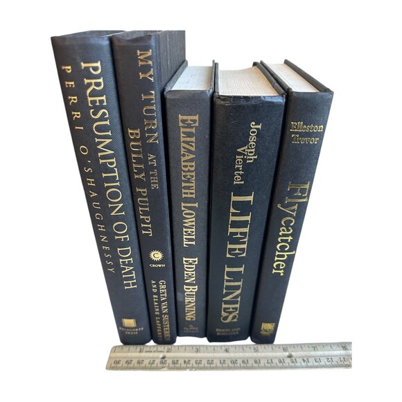 Black and Gold Decorative Books | Set of 5 Hardcover | Home Staging Prop Rental - Picture 8 of 12